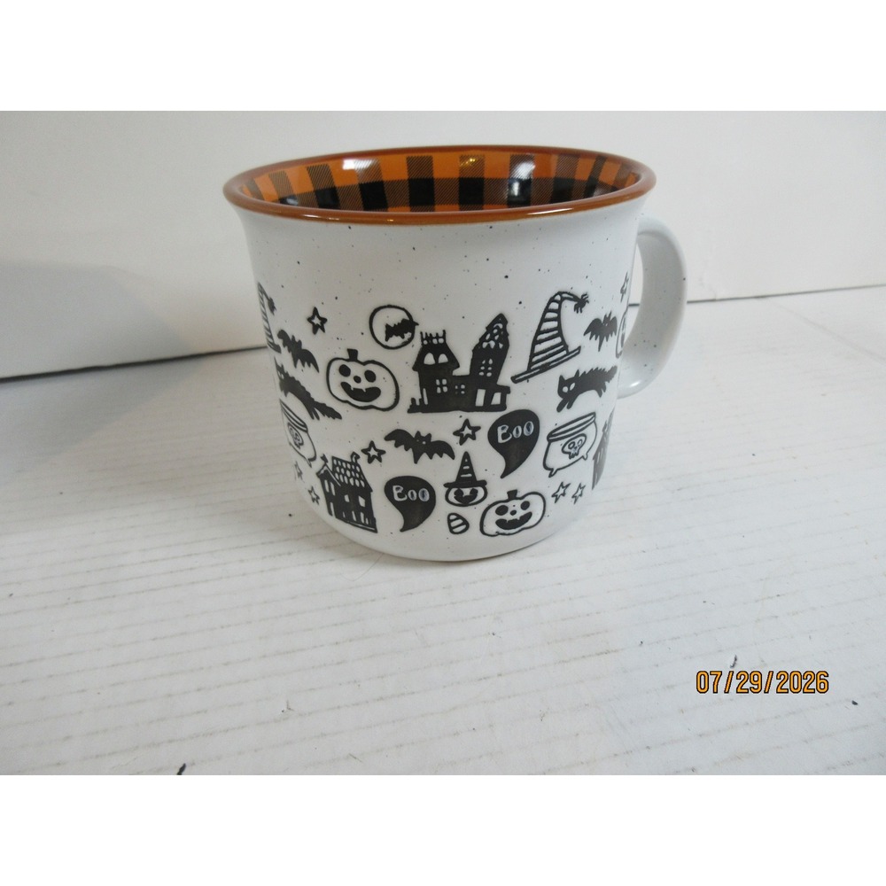 Cobwebs & Cauldrons Halloween Mug Trick or Treat Plaid Speckled Ceramic 16oz